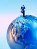 Drawing of Man Standing on Globe