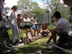 Dr. Kaufman giving instruction during an irrigation campus landscaping project.