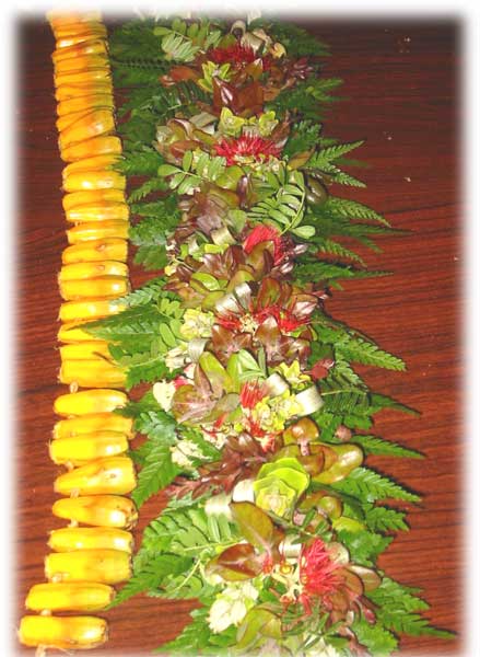 Ohia and hala leis