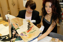 Dr. Lin and a student with a kimono