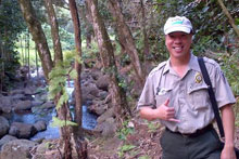 Matthew Goo, a Horticultural Sciences graduate speaks to students