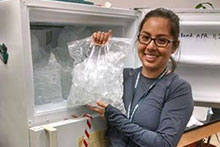 Sharon Motomura with ice bag