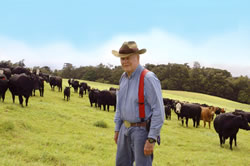 Monty Richards, Kahua Ranch patriarch, on the slopes of North Kohala.