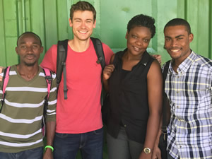CTAHR's
Rebecca Ryals and postdoctoral researcher Gavin McNicol (in red) are partnering
with the Haitian NGO Sustainable Organic Integrated Livelihoods (SOIL).