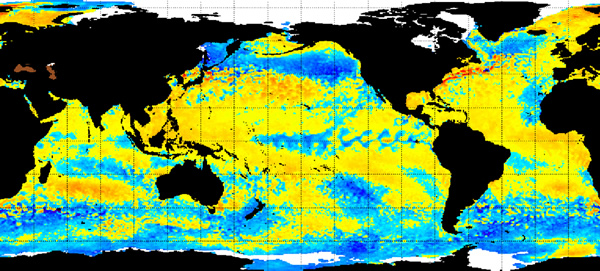 This sea  surface-temperature map shows that Pacific Islands, surrounded by  warmer-than-normal water, are already suffering the effects of climate change..